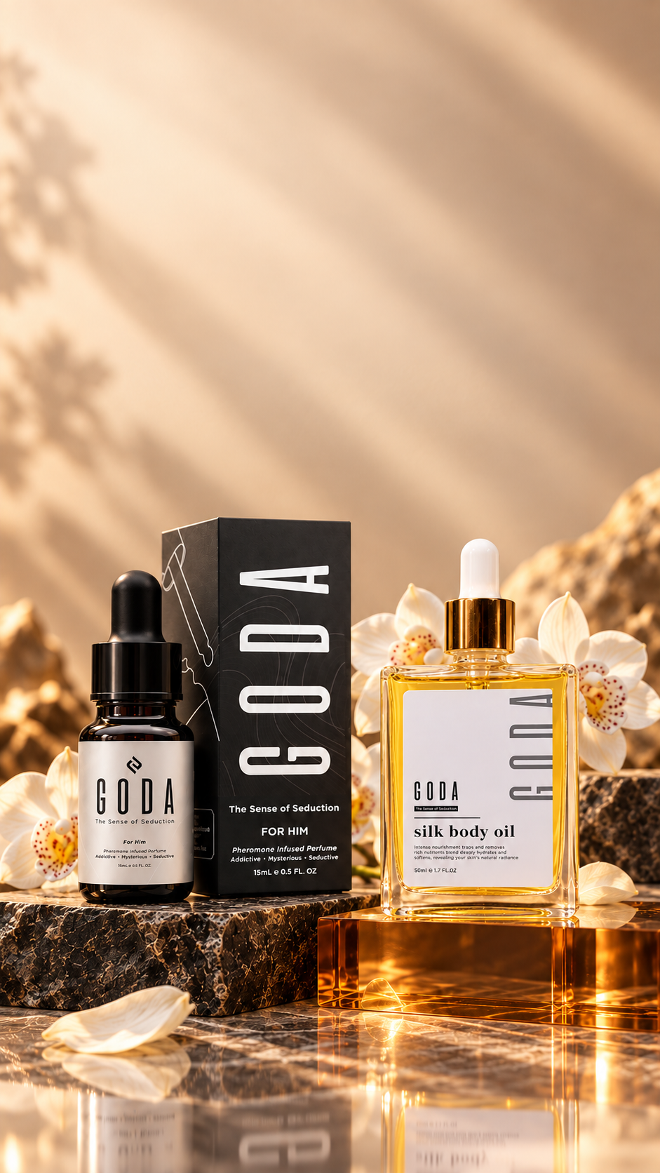 Kit GODA His & Her con Silk Body Oil y perfume For Him
